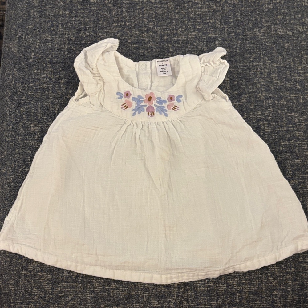 Nordstrom White Dress with Floral Embroidery